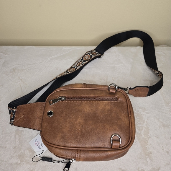 Bostanten Sling Bag Crossbody Brown Faux PU Leather - Picture 2 of 11
